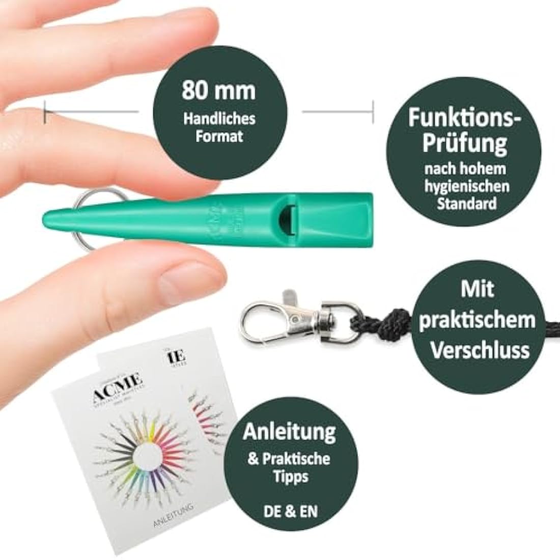 ACME dog whistle no. 211.5 with whistle strap | Original from England | Ideal for dog training | Food-Grade ABS Material | Standardized frequency | Loud and far-reaching