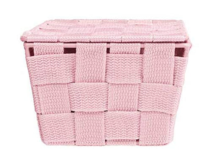 WENKO Storage basket Adria with lid in pink, PP, 19 x 14 x 10 cm