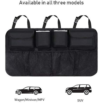URAQT Car Boot Organiser Waterproof Kick Mats Car Organiser Seat Back Protectors, Multi-Pocket Children's Travel Storage, Durable Foldable Cargo Net Storage for Car Backseat Cover