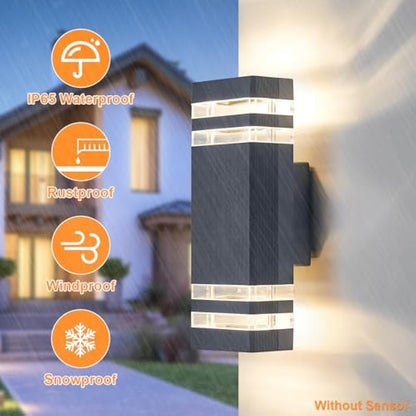 CELAVY Outdoor Wall Lights Mains Powered Outside Up Down Lights, IP65 Waterproof LED Porch Front Door Light, Square GU10 External Modern Lighting Exterior Electric Sconce Lamp for House, Grey
