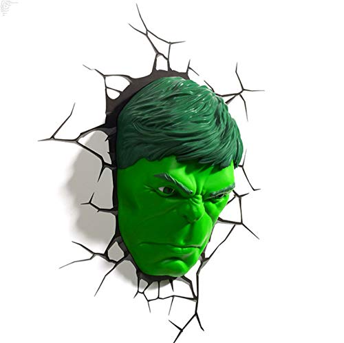 jiejieyang Marvel Avengers LED Wall Lamp, Bedroom Living Room 3D Creative Light, Ironman, Green, Polycarbonate, Wood