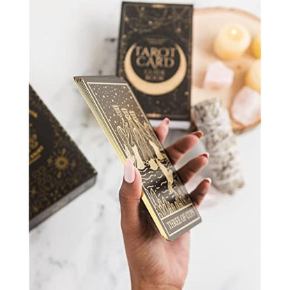 Mystical Gold Foil and Black Tarot Cards with Guide Book for Beginners and Advanced Tarot Readers; Large Tarot Deck with Extensive Guidebook of the Symbolic Meanings of Past History and Future Destiny