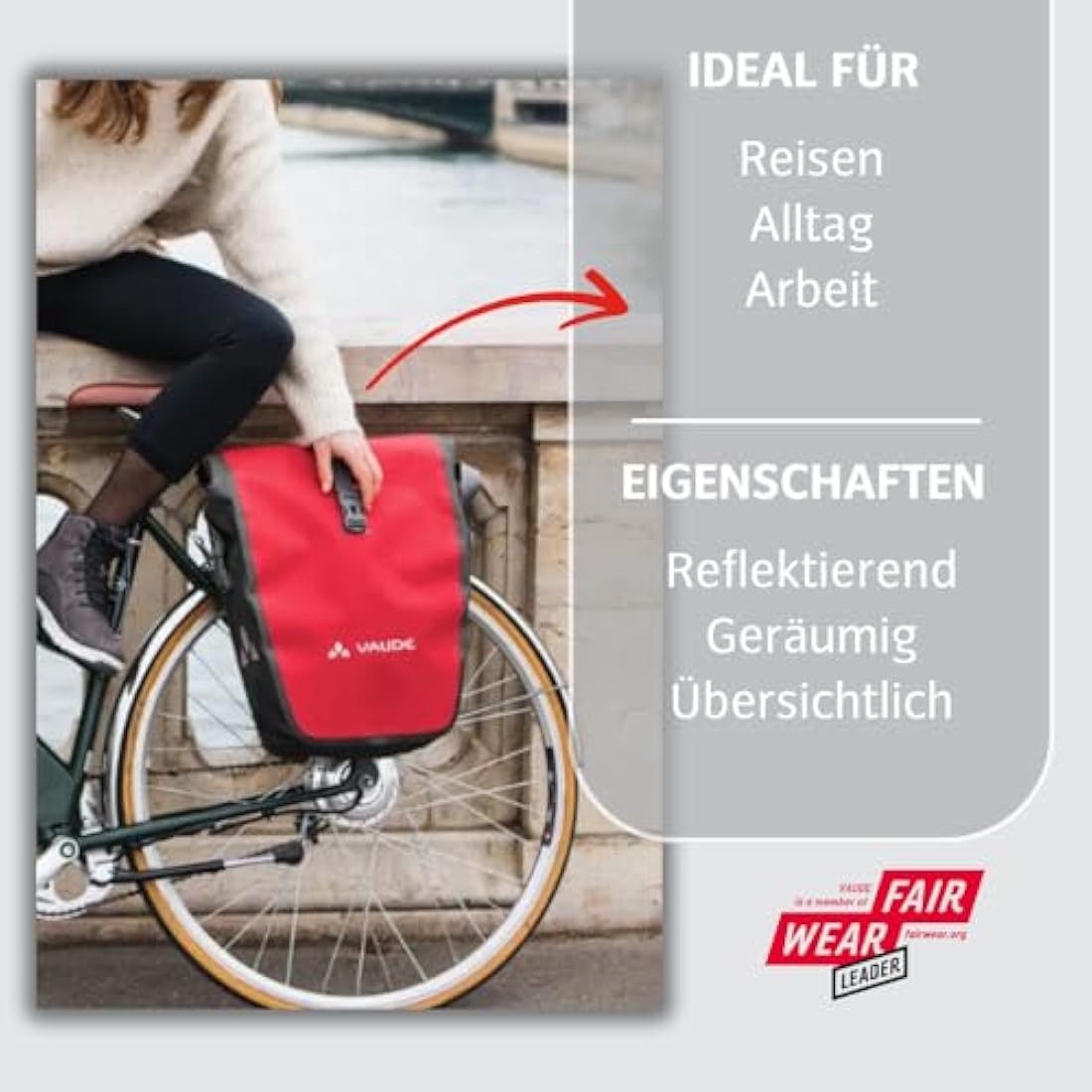 Vaude aqua back single rear bicycle bag, Unisex, 12413, Lava, 37 x 33 x 19 cm