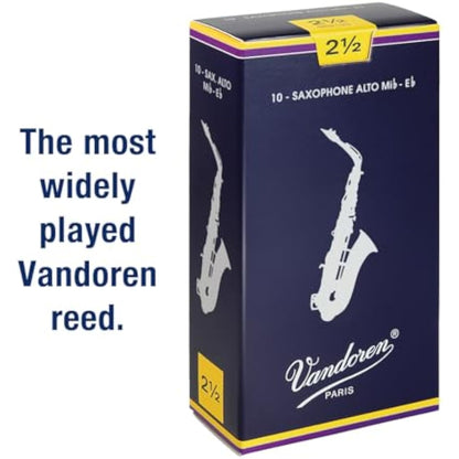Vandoren Traditional Alto Saxophone Reeds – Box of 10 – Strength 2.5