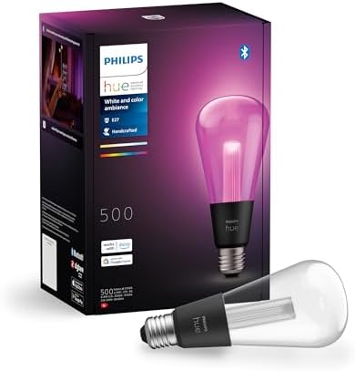 Philips Hue Lightguide ST70 Edison Smart Bulb, White and Color Light, Bluetooth Compatible, Voice Control with Alexa, Apple Home & Google Assistant