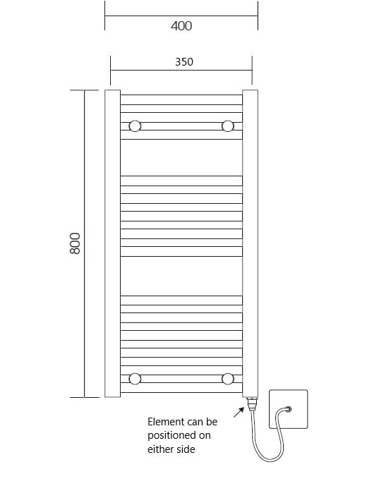 Greenedhouse 400w x 800h Black Electric Flat Heated Towel Rail Bathroom Radiator