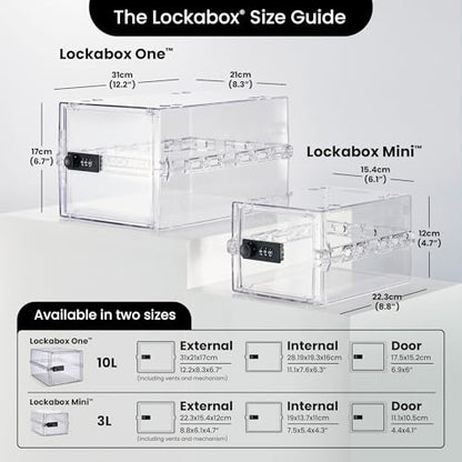 Lockabox One Crystal | Premium Lockable Storage Box | 10 Litre Combination Lock Box For Food, Medicine & Home Safety | BPA-Safe