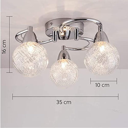 AUROLITE AL1034 BOLLA 3xG9 LED Semi Flush Ceiling Light, Polished Chrome Finish, 12W, Ideal for Living Room, Bedroom, Kitchen, and Hallway, Swirl, Natural White 4000K