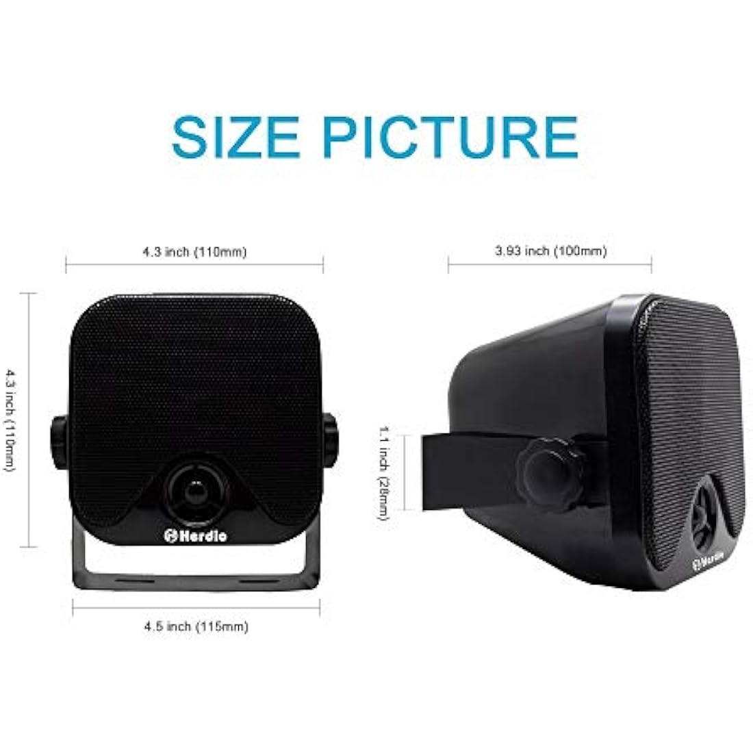 Herdio 120W Outdoor Speakers Waterproof - 4 Inches Marine Grade Mount Speakers For Home, Boat, Poolside, Patio, Indoor Outdoor