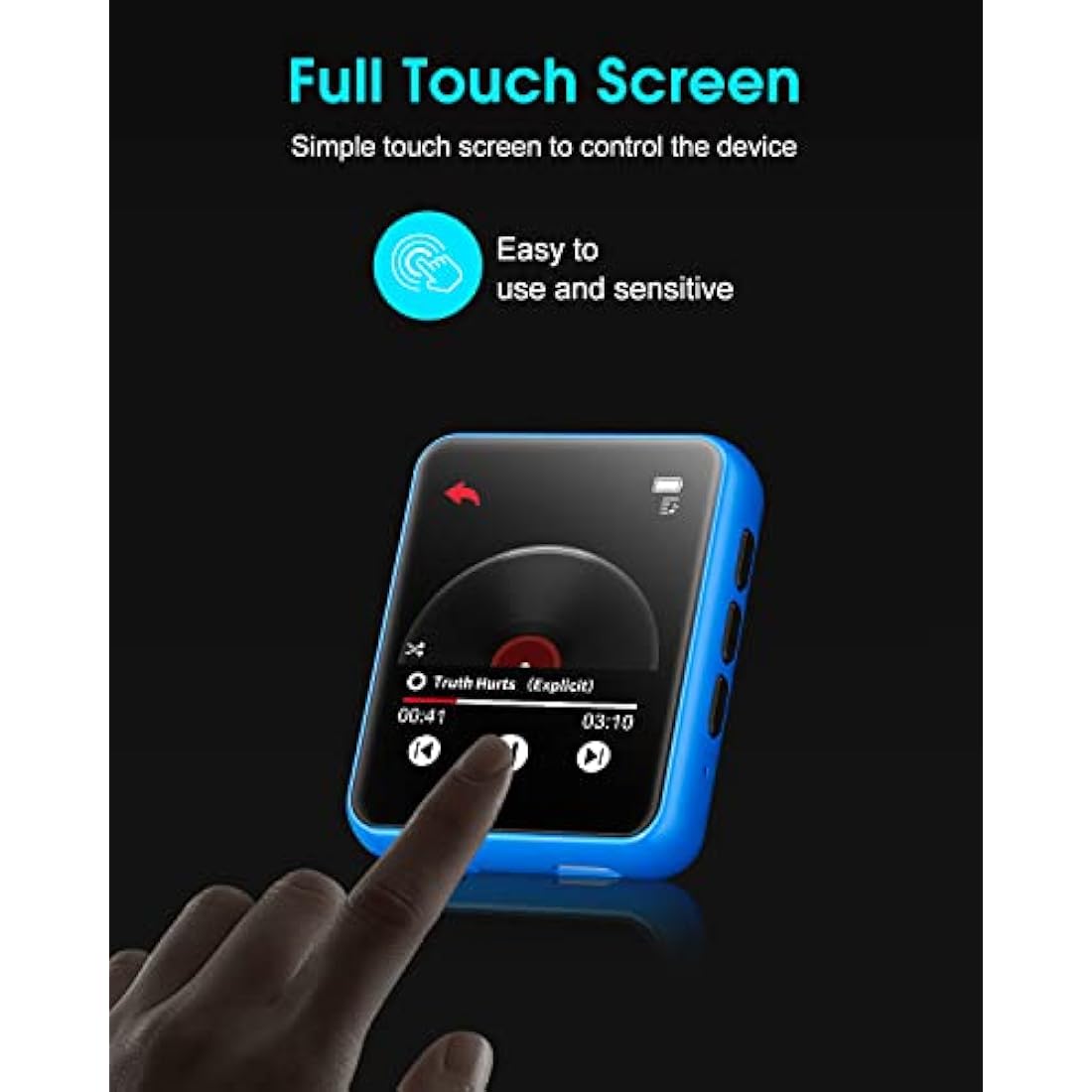 32GB MP3 Player with Bluetooth 5.0, Portable HiFi Lossless Sound MP3 Music Player and FM Radio, Voice Recorder, E-Book, Pedometer, 2.4 Inch Full Touch Screen Sports MP3 Player, Maximum Support 128GB