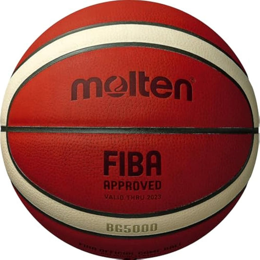 Molten BG5000 Basketball, Official International FIBA Game & Match Ball, FIBA Approved, Premium Real Leather, Indoor Play, Orange/Ivory