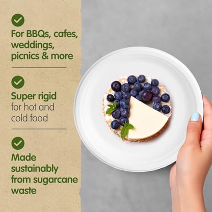 Signature Packaging - Biodegradable Paper Plates - 125 Pack - Large & Sturdy Disposable Tableware - Round 25cm