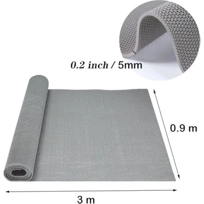 BWKJMY Non-slip Drainage mat 300 X 90cm Commercial Waterproof Floor Mat for Indoor Outdoor Wet Area S-Shaped Rubber Mat for Pool,Kitchen, Bathroom, Restaurant, Garden (Grey)