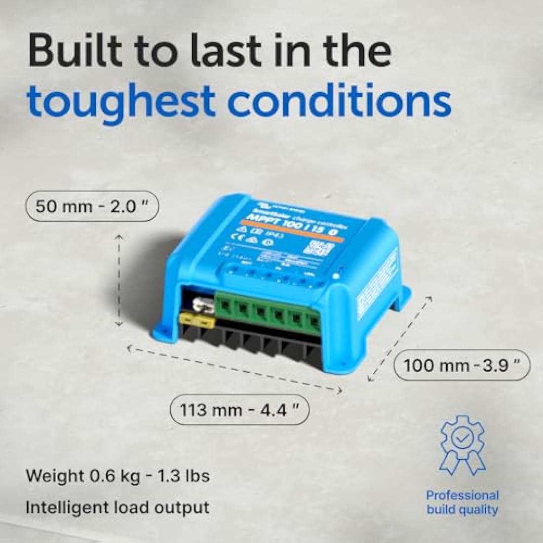 Victron Energy SmartSolar MPPT Solar Charge Controller (Bluetooth) - MPPT Charge Controller for Solar Panels - 100V 15 amp 12/24-Volt