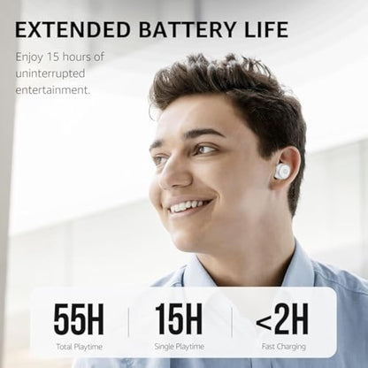 TOZO T10 Wireless Earbuds Bluetooth 5.3 Headphones, 55H Playtime with Wireless Charging Case, App Customize EQ, Ergonomic Design IPX8 Waterproof Headset Powerful Sound for Workout, Calls