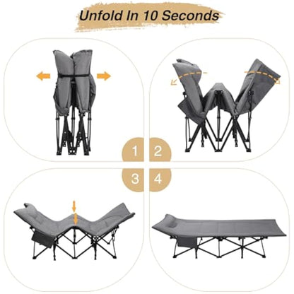 REDCAMP XXL Oversized Camp Bed for adults 500lbs with Cushion and Pillow,29.5" Extra Wide Heavy Duty Sturdy Folding Camping Bed Portable, Stronge Thicker Tubes Sleeping Cot Outdoor Travel Office