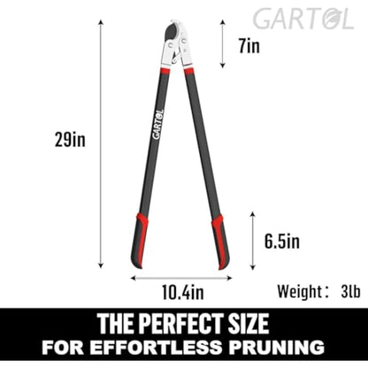 GARTOL 29 Inch Anvil Loppers Heavy Duty Garden Branch Cutter, 2 inch Cutting Capacity Anvil Hand Pruner, with 22-Inch Ergonomically Designed Non-Slip Handles
