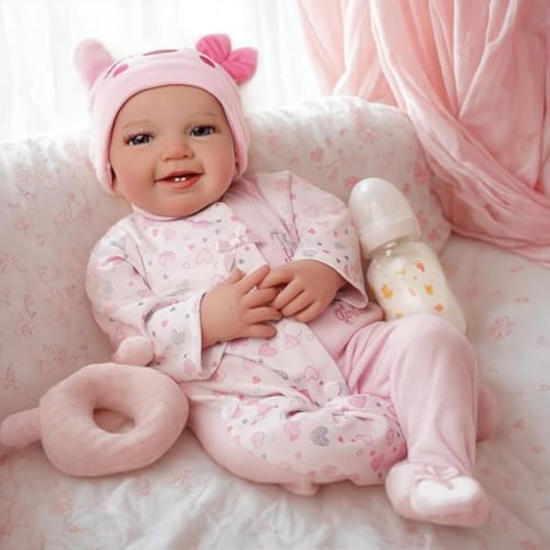 BABESIDE Lifelike Reborn-Baby Dolls 20 Inch Realistic Baby Dolls Softness Body Real Life Newborn Baby Doll Girl Lovely Awake with Gift Box for Kids Birthday & collecting (Leen) Silicone Vinyl Limbs