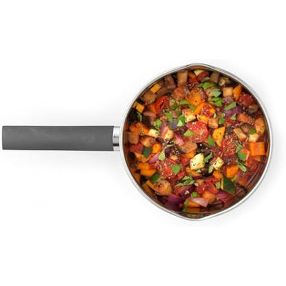Russell Hobbs RH01164EU7 20 cm Saucepan with Lid, Induction Pan with Pouring Lip, Stainless Steel Milk Pan, Mirror Polished Soup Pan, Gas and Electric Hobs, Safe, Excellence Collection
