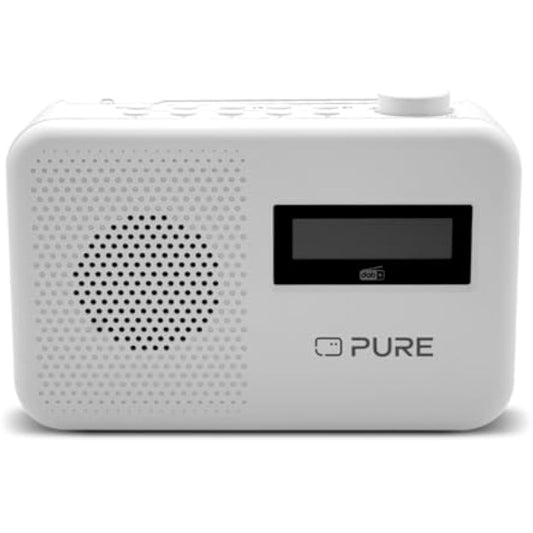 Pure Elan One2 portable DAB+/FM radio with Bluetooth 5.1 (LCD display, 10 preset buttons, can run with 4xAA batteries) Cotton White