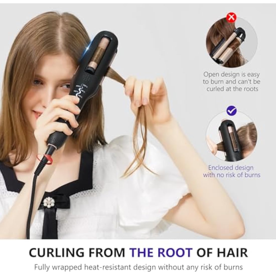 janelove Hair Waver for Short Hair - Adjustable Hair Curler for Beach Waves,4-in-1 Wavy Styles Choices -22mm-25mm-28mm-32mm Curling Wand