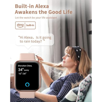 Smart Watch for Women(Answer/Make Call), Alexa Built-in 1.8" Touch Screen Fitness Watch with SpO2 Heart Rate Sleep Monitor, 100 Sports IP68 Waterproof Step Counter Ladies Smartwatch for iPhone Android