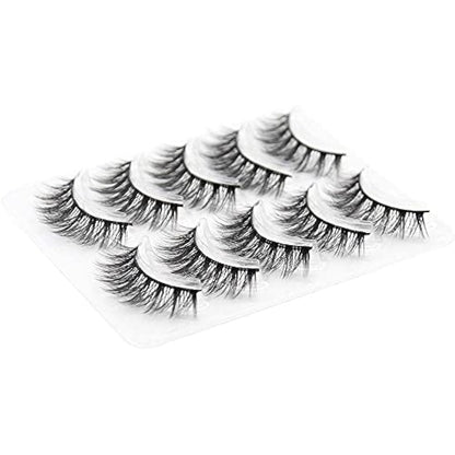 3D Faux Eyelashes Natural Long Looking 5 Pairs Reusable False Lashes Soft Fluffy Full Eyes Lash
