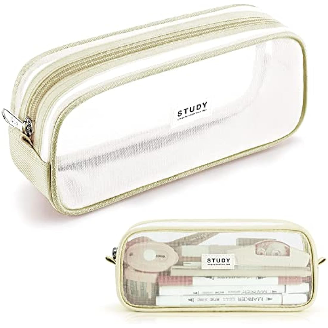 KALIDI Clear Pencil Case Large Pen Bag Stationery Pouch Cosmestic Make up Bag for Student School College Office