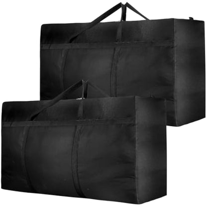 2 Pcs 120L Large Storage Bag, Extra Large Storage Bag with Zips for Moving Storage Clothes Bedding Duvet Quilt Blankets Waterproof Jumbo Storage Bags Moving Totes Christmas Storage Containers