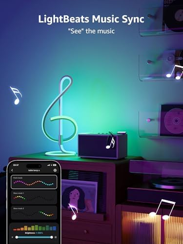 Lepro TB2 AI Table Lamp, Smart LED Lamp with Music Sync, AI Lighting Design Assistant, Colour Changing Smart Table Lamp, Voice Cotrol, Works with Alexa & Google Assistant, Bluetooth & 2.4GHz WiFi