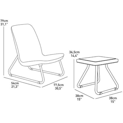 Keter Rio Patio Set, Table and Chairs - Graphite/Grey