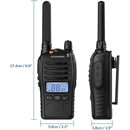 BAOFENG BF-88ST Pro Walkie Talkie, Upgraded Long Range Rechargeable License-Free PMR446 Two Way Radios with LCD Display, VOX Dual, Desktop Charger and Earpieces, 4 Pack