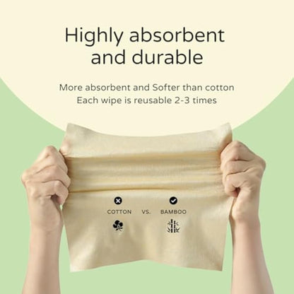 PoeticEHome Ultra-Soft 100% Pure Bamboo Dry Baby Wipes for Sensitive Skin - Unscented & Unbleached Facial Tissue Cloths, Hypoallergenic, 2X Softer Than Cotton - Wet or Dry Use, 400 Count