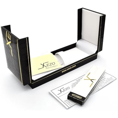 Xezo Maestro Fountain Pen, Fine Nib. Solid 925 Sterling Silver and Tahitian Black Mother of Pearl with 18 Karat Gold Plating. Handcrafted, Limited Edition, Serialized