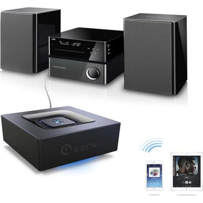 esinkin Bluetooth Receiver for Music Streaming Sound System, Bluetooth Audio Adapter for PC/Mac/Smartphone/Tablet/AV Receiver, with on/off Switch