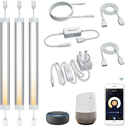 Smart LED Under Cabinet Lights Work with Alexa Siri Echo Google, Under Cabinet Lighting Warm to Cool White Strip, App or Voice Control 3 Lights Bar Kit for Kitchen Unit Light, Shelf, Counter Cupboard