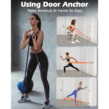 Zacro Pull Up Bands Set - 6 Levels Resistance Bands Set for Men and Women - Exercise Loop Bands with Door Anchor, Training Poster & Pouch for Workout Home Gym Exercise, Yoga, Pull Up Assistance Bands