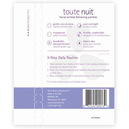 Toute Nuit Facial Wrinkle Flattening Patches, Triangle - Forehead, Around Eyes and Lips Anti-Wrinkle Patches, Face Tape - 45 Patches
