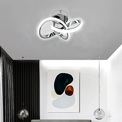 HOUZEE Ceiling Lamp Small Elegant Unique Silver Ceiling Light Fixture for Aisle Entrance LED Ceiling Lights for Hallway Cold White Light 22W