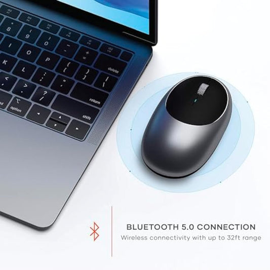 SATECHI M1 Wireless Bluetooth Mouse with Rechargeable Type-C (USB C) Port, Compact & Portable - for Mac/Windows, M4/M3/M2 MacBook Pro/Air, iPad Pro/Air, Mac mini, iMac, iPhone 16 and More - Space Grey