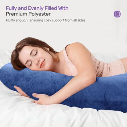Nuliie Pregnancy Pillow for Sleeping, U Shaped Full Body Pillow Pregnancy Pillows, Maternity Pillow Support for Back, Hips, Legs for Pregnant Women, With Washable Velvet Cover (Navy)