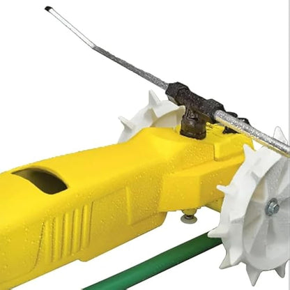 Nelson Rain Train Traveling Sprinkler for Yard, Heavy Duty Rotating Lawn Sprinkler with Large Area Coverage, Yellow