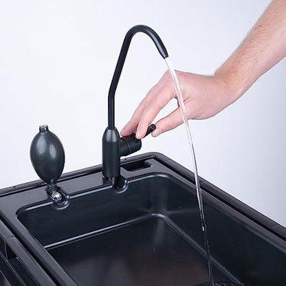 BOXIO - WASH: Mobile Wash Basin with Hand Pump, Sink for Van, Camping Garden, Sink with Tap, Plastic, Black