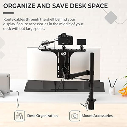 HumanCentric DSLR Monitor Mount Large, Desk Camera Mounting, Light Webcam, Microphone Shelf for Monitor VESA Arm, Replace Clamp Tripods, 100x100mm Patterns, Aluminum, Hardware Included