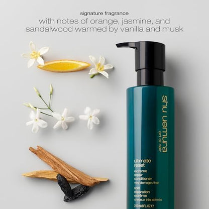 Shu Uemura, Extreme Repair Conditioner Ultimate Reset, Very Damaged Hair, Enriched with Rice Extract, Repairs & Strengthens, 250 ml