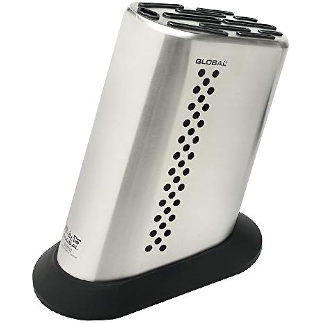 Global Knives Dotted Knife Block, for up to 10 Global Knives and Knife Sharpener, Empty Plain Stainless Steel Knife Block, Silicone Non Slip Base, G-835/BD