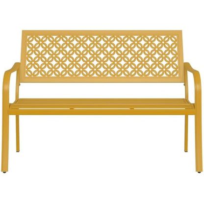 Grand patio Garden Bench, Outdoor Bench with 2-3 Seater, Rust Resistant, Stamped Pattern, Choice of Colours, Suitable for Indoor, Outdoor, Patio, Park (Yellow)