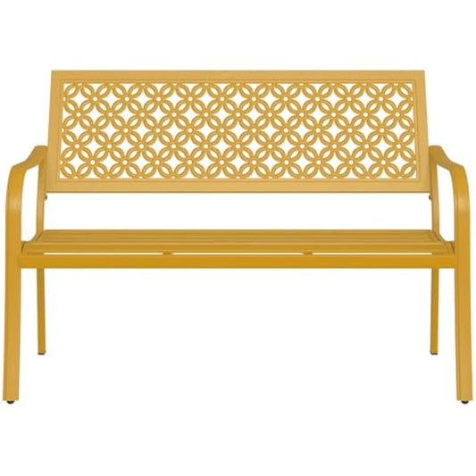 Grand patio Garden Bench, Outdoor Bench with 2-3 Seater, Rust Resistant, Stamped Pattern, Choice of Colours, Suitable for Indoor, Outdoor, Patio, Park (Yellow)