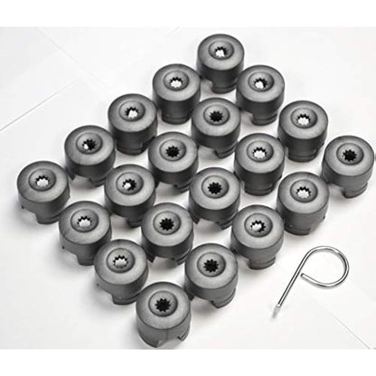 Partsdealers WHEEL NUT BOLT COVERS CAPS FOR VW TRANSPORTER T5 T5.5 TOUAREG AMAROK 19mm GREY x20 NEW SET + TOOL…