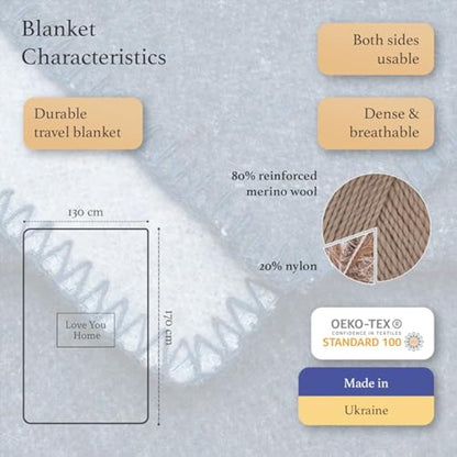 LYHome Travel Blanket - Extra Warm Picnic Throw, Bed Camping Outdoor Wool Blankets, Cozy Soft Throws, Military Army and Garden Outside Use (51x67 in | 130x170 cm | Blue - Light Blue Double-sided)